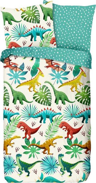 good morning Renforcé Kids Bettwäsche 2 teilig Bettbezug 135x200 cm Kopfkissenbezug 80x80 cm Dinos 6808.99.08 Multi
