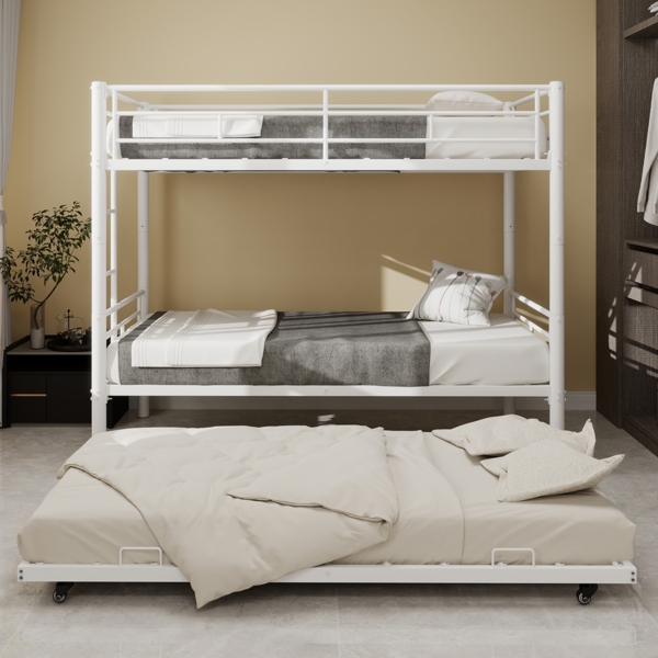 Etagenbett, Twin over Twin, Hochbelastbares stabiles Metallbett, Sicherheitsgeländer, Kein Boxspring erforderlich, Metall