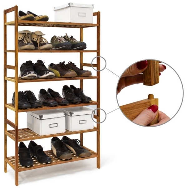 4 x Schuhregal Walnuss stapelbar Bild 3