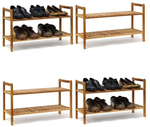4 x Schuhregal Walnuss stapelbar
