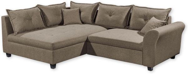Stella Trading Liz Ecksofa mit Schlaffunktion in Espresso - Modernes Schlafsofa in L-Form für Ihr Wohnzimmer - 252 x 87 x 175 cm (B/H/T)