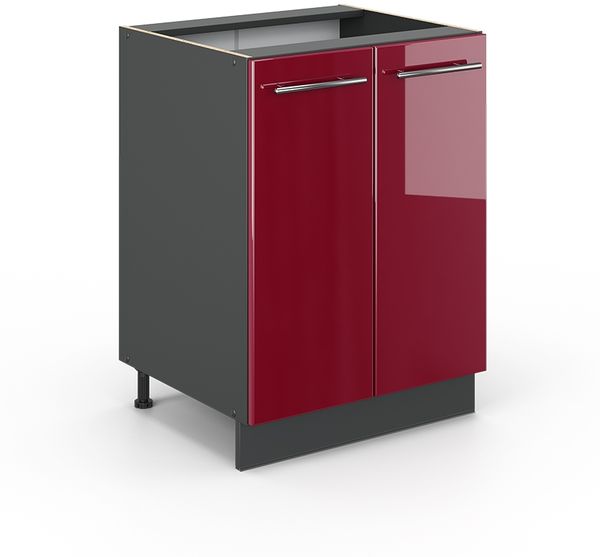 Küchenunterschrank Fame-Line Bordeaux Hochglanz 60 cm ohne Arbeitsplatte Vicco