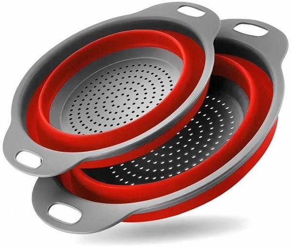 König Design Seiher 2er Set Faltbares Küchensieb Nudelsieb, Silikon / Kunststoff, (Set, 2-St, 2 Größen), Seiher Sieb, Küche Silikon Klappbar Abtropfsieb Nudelsieb