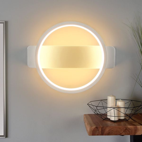 ZMH LED Wandlampe Innen Wandleuchte - Weiß Modern Design Wandlampe 7W Warmweiß 3000K Wandleuchte für Wohnzimmer Schlafzimmer Küche Treppenhaus Flur Wandbeleuchtung