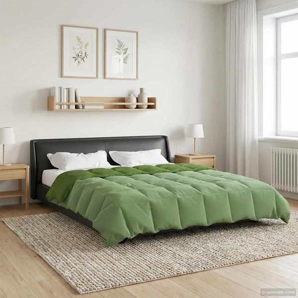 vidaXL Winterbettdecke Gepolstert Grün 220 x 260 cm Mikrofaser 42026131