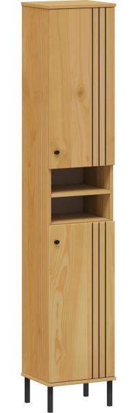 Badhochschrank 35x190cm 'Detroit' Kiefer massiv eichefarbig & schwarz