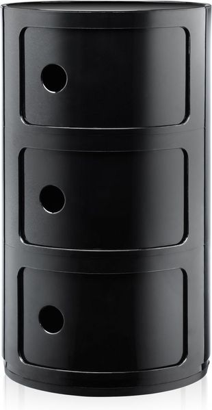 Kartell Componibili, 3 Elements, Schwarz, Runde Basis