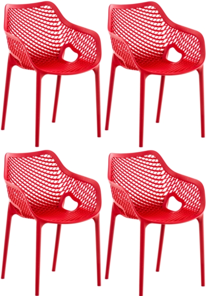 CLP 4er Set Stühle Air XL stapelbar mit einer Sitzhöhe von 44 cm,rot