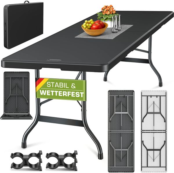 tillvex klappbarer Gartentisch, Kunststoff schwarz, 220x70 cm