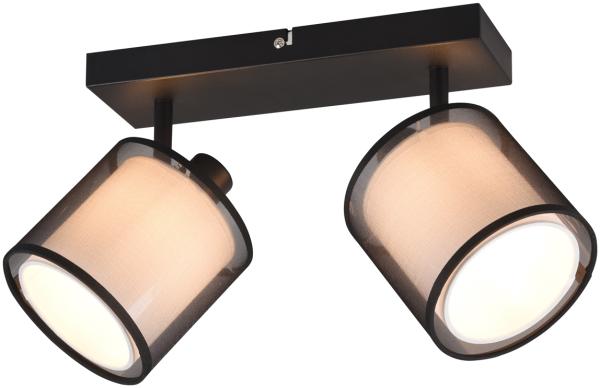 LED Deckenstrahler 2-flammig Stoff Organza Schwarz Weiß, Breite 32,5cm