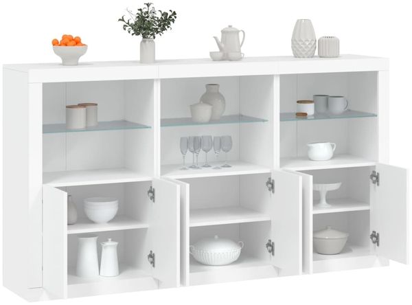 vidaXL Sideboard mit LED-Leuchten Weiß 181,5x37x100 cm 3209149