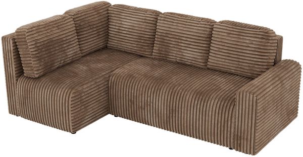 Eckcouch NESSARO COR L mit Schlaffunktion, L-förmiges Sofa mit DL-System, Bettkasten, Bonellfederkern, Sofa mit Stauraum - Braun Cord - Links Seite Bild 10
