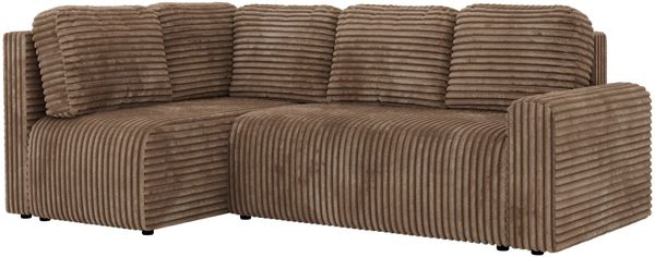 Eckcouch NESSARO COR L mit Schlaffunktion, L-förmiges Sofa mit DL-System, Bettkasten, Bonellfederkern, Sofa mit Stauraum - Braun Cord - Links Seite Bild 9