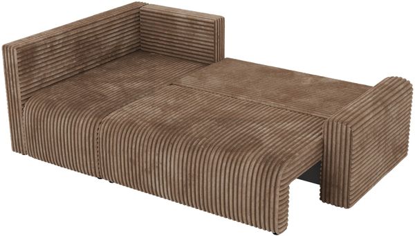 Eckcouch NESSARO COR L mit Schlaffunktion, L-förmiges Sofa mit DL-System, Bettkasten, Bonellfederkern, Sofa mit Stauraum - Braun Cord - Links Seite Bild 11