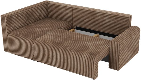 Eckcouch NESSARO COR L mit Schlaffunktion, L-förmiges Sofa mit DL-System, Bettkasten, Bonellfederkern, Sofa mit Stauraum - Braun Cord - Links Seite Bild 12