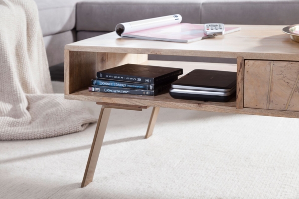 Wohnling Couchtisch SAKIR 95 x 42 x 50 cm Mango Massivholz / Metall Sofatisch Bild 13