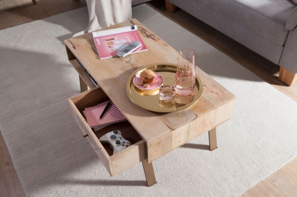 Wohnling Couchtisch SAKIR 95 x 42 x 50 cm Mango Massivholz / Metall Sofatisch Bild 11