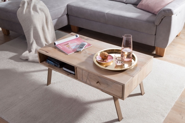 Wohnling Couchtisch SAKIR 95 x 42 x 50 cm Mango Massivholz / Metall Sofatisch Bild 9