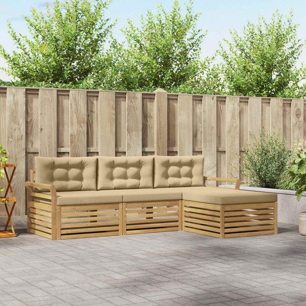 vidaXL Outdoor-Sofagarnitur 4 pcs Weiß und Beige 3390288