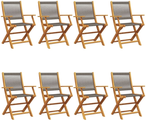 vidaXL Gartenstühle 8 Stk. Klappbar Grau Massivholz Akazie 3214570