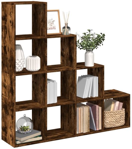 vidaXL Raumteiler-Bücherregal 4 Stufen Räuchereiche 131,5x29x131,5 cm 857971