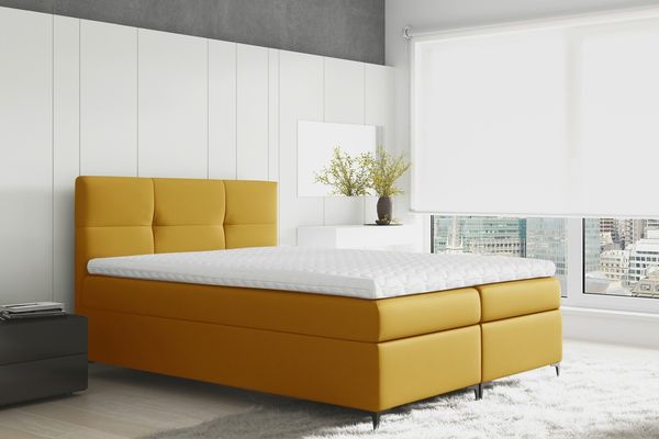 99rooms Nelson Boxspringbett Velours 120x200 cm Gelb