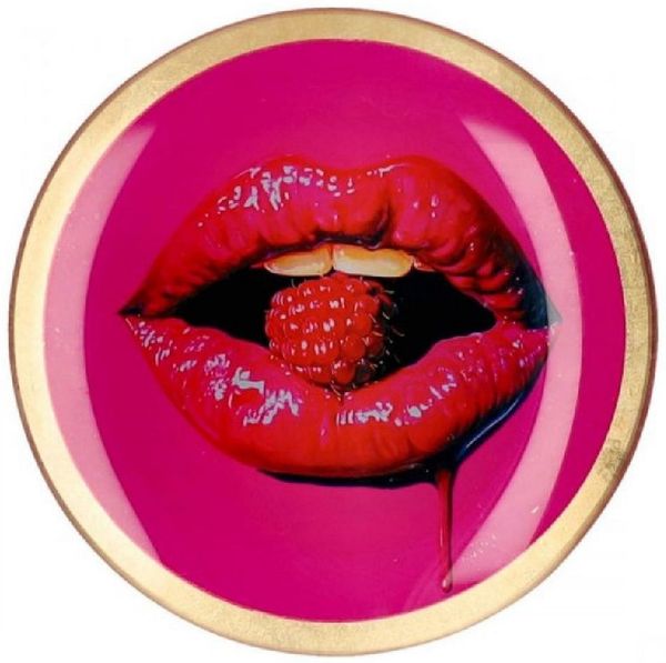 Giftcompany - Glasteller "Love Plates" Mund Dekoteller D 13cm Pink 1213004013