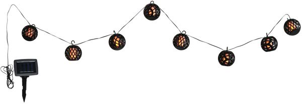 Solar Lichterkette mit 8 Lampion Kugel Laternen Flammeneffekt 80 SMD LED Bild 2