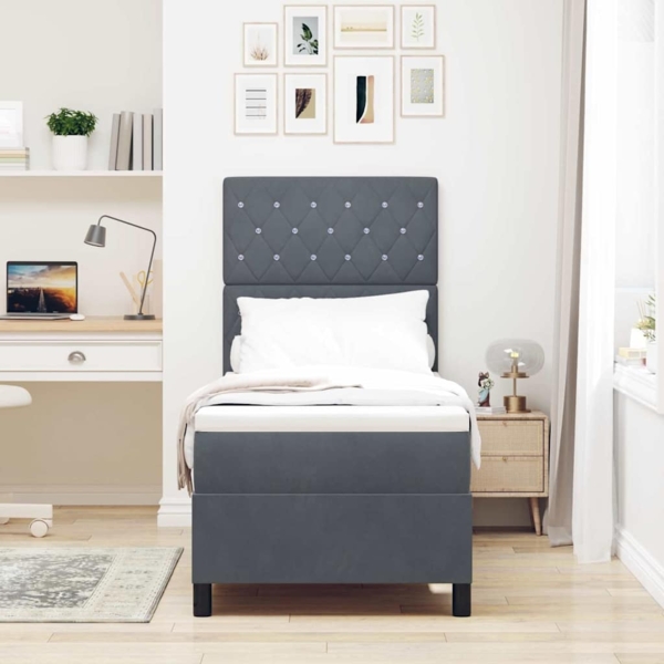 vidaXL LED Boxspringbett mit Matratze Dunkelgrau 80 x 200 cm Stoff 3343209 Bild 3