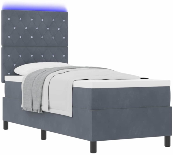 vidaXL LED Boxspringbett mit Matratze Dunkelgrau 80 x 200 cm Stoff 3343209 Bild 2
