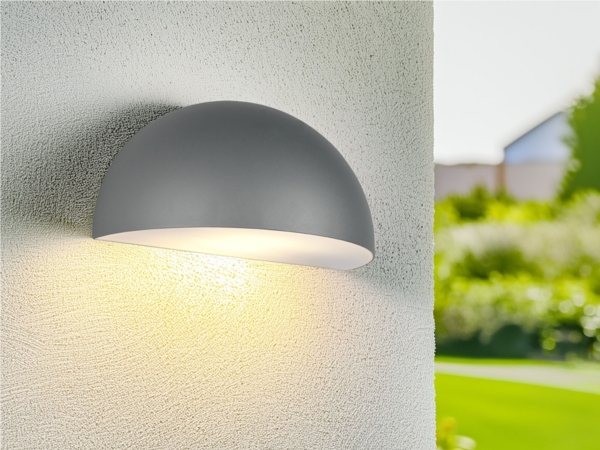 Halbrunde LED Downlight Außenwandleuchte Anthrazit, Breite 27cm