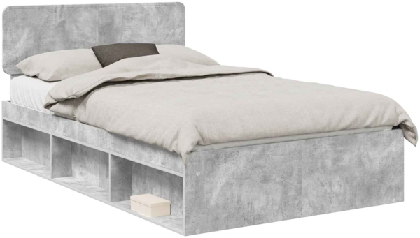 vidaXL Bettrahmen Beton Grau 135 x 190 cm Massives Kiefernholz 3412090