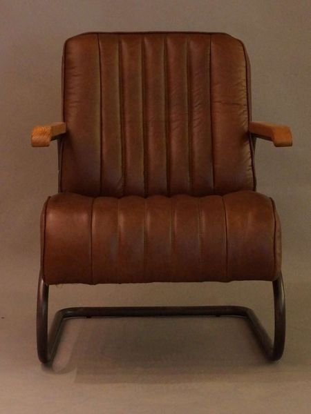 Freischwinger-Sessel Lampeter Leder Vintage-Cigar Stahlro.