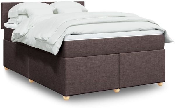 vidaXL Boxspringbett mit Matratze Dunkelbraun 140x200 cm Stoff 3288999