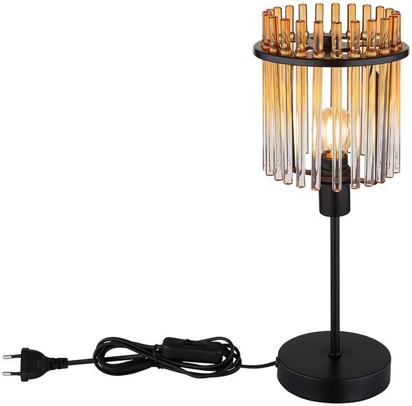 LED Tischleuchte, Metall, Glas Amber, H 37,5 cm Bild 4