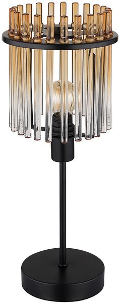 LED Tischleuchte, Metall, Glas Amber, H 37,5 cm Bild 6