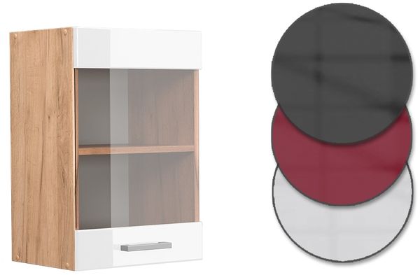 Vicco Küchenschrank Küchenzeile R-Line, Weiß Hochglanz, Hängeglasschrank 40 cm Bild 6