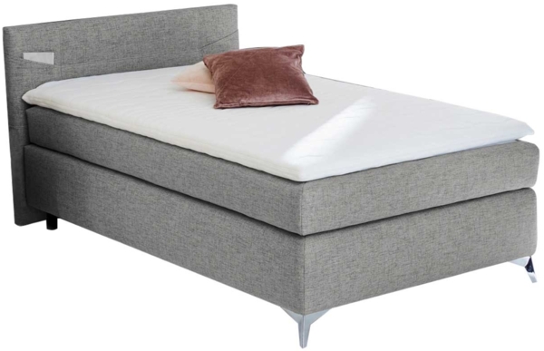 Boxspringbett Nottingham / Nora, Stoff, Grau, 128 x 103 x 210 cm