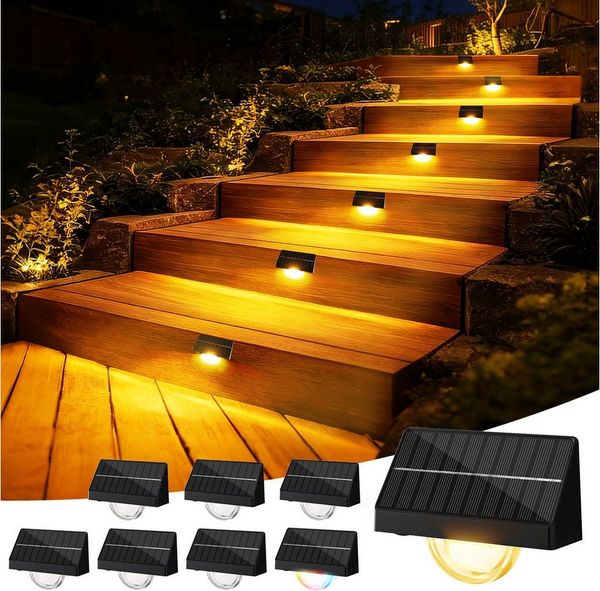 Quntis LED Solarleuchte Solarlampen Außen IP65 solarleuchten für außen stufenleuchte 4/8 stück, LED, warmweiß, Solarlampen Außen für garden, Haust, Veranden, Terrassen,Patios