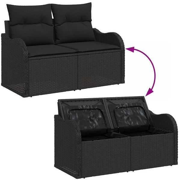 vidaXL Garten-Sofa-Set mit Kissen mit Speicher 13 pcs Schwarz 3364259 Bild 12