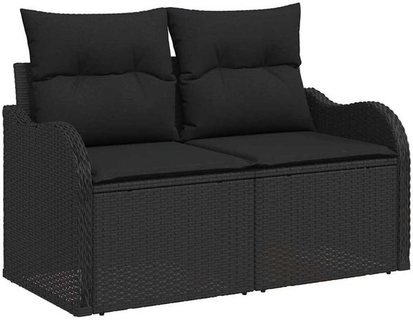 vidaXL Garten-Sofa-Set mit Kissen mit Speicher 13 pcs Schwarz 3364259 Bild 6