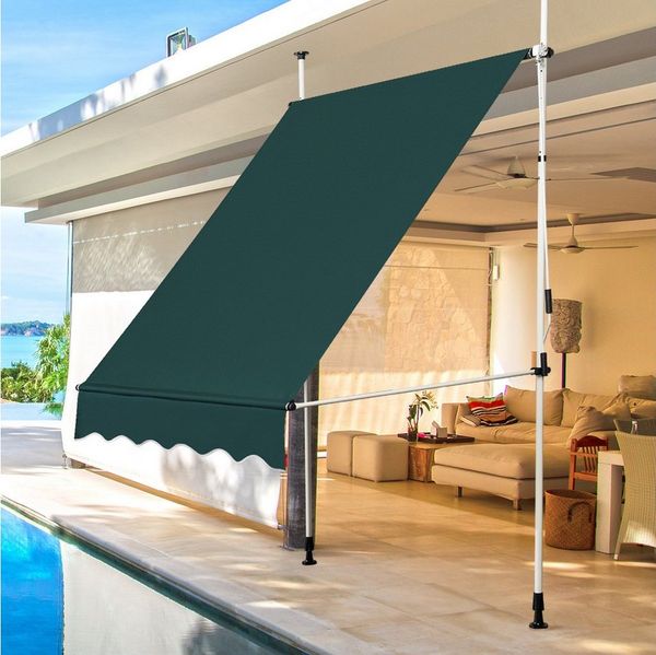 COSTWAY Klemmmarkise 150cm breit, höhenverstellbar 200-300cm, Grün