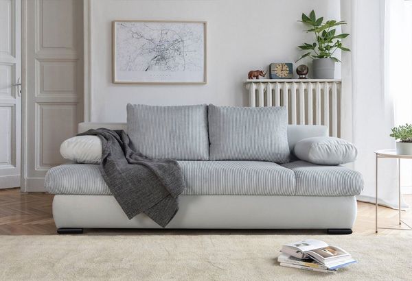 COLLECTION AB Schlafsofa Chicago, mit Bettfunktion und Bettkasten, im Cord-Samt Mix