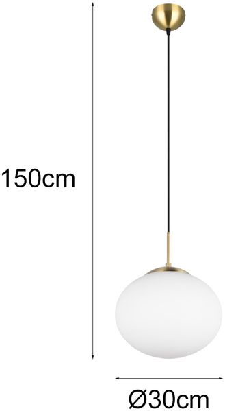 Retro Pendelleuchte FOMENTO Messing mit Glaskugel Lampenschirm, Ø 30cm Bild 4