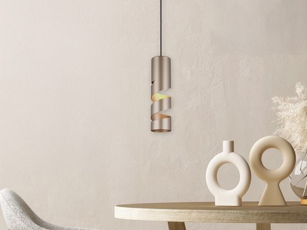 Moderne kleine Pendelleuchte STREAM 1-flammig aus Metall in Coffee, Ø 12cm