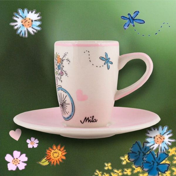 Mila Espressotasse Mila Keramik Espresso-Tasse mit Untere Rad-Tour ins Grüne, Keramik
