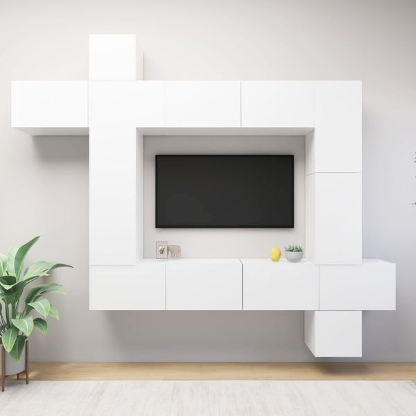 vidaXL 9-tlg. TV-Schrank-Set Weiß Holzwerkstoff 3078738