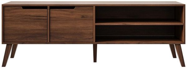 Beautysofa TV-Schrank NOREL kompaktes Design mit zwei Schränken und offenen Seitenfächern (erhältlich in Braun Walnuss & Cashmere) Breite: 160 cm