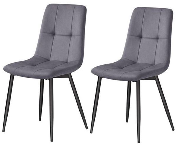 VASAGLE Esszimmerstühle 2er Set, 360° Drehbar, Ergonomischer Samtstuhl, 43 x 52 x 83 cm, Grau