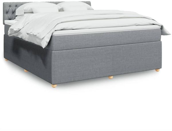vidaXL Boxspringbett mit Matratze Hellgrau 180x200 cm Stoff 3287542